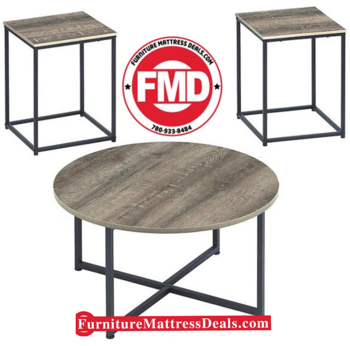 Round coffee table with store square end tables